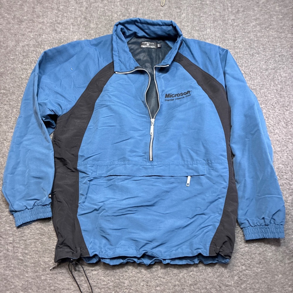 Vintage Suncruz Microsoft Windbreaker Mens Medium Blue Quarter Zip Pullover Tech
